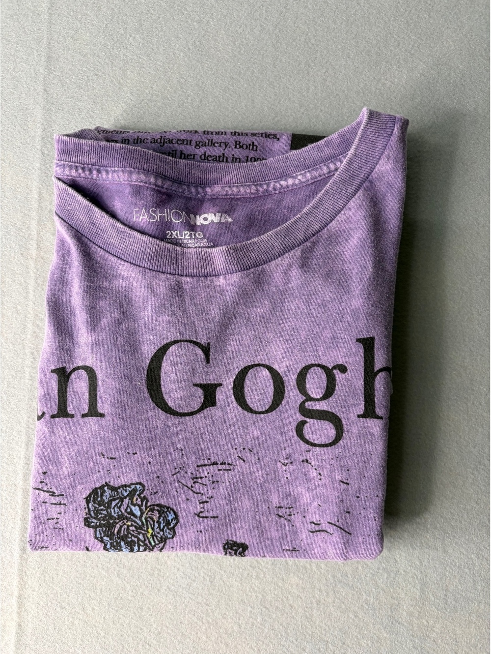 Fashion Nova Van Gogh Irises Graphic T-Shirt 2XL Purple Cotton